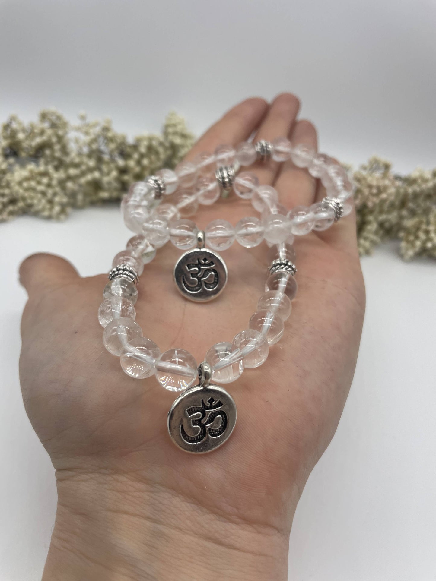 Armband Bergkristall elastisch mit Om