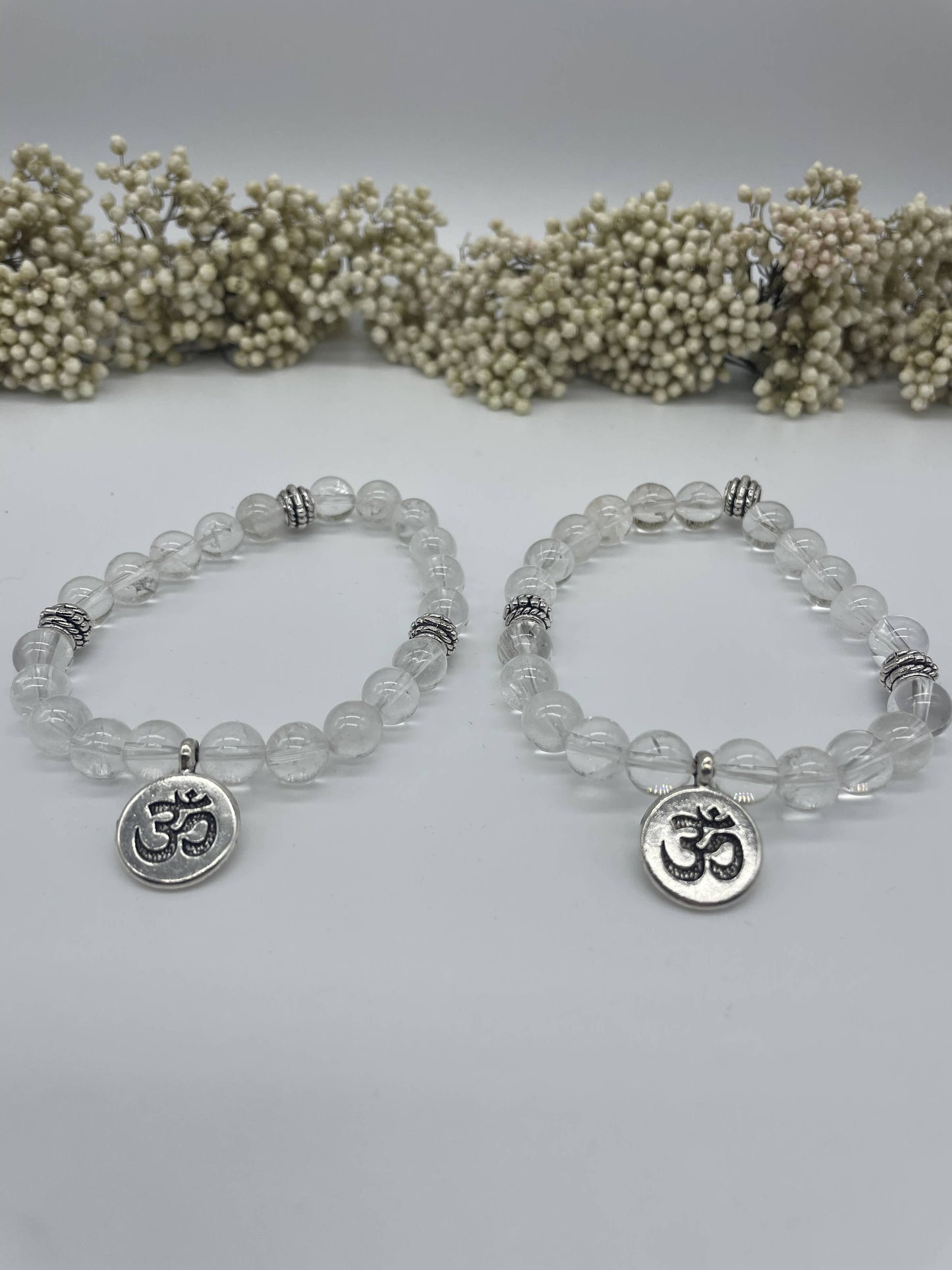 Armband Bergkristall elastisch mit Om