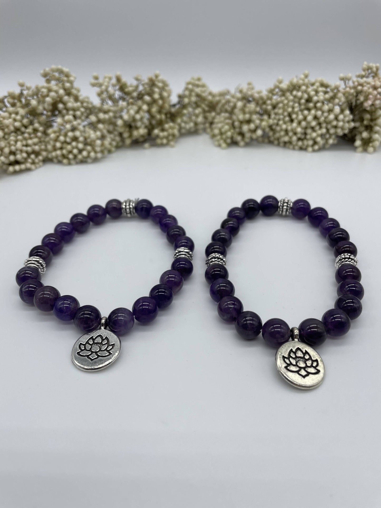 Armband Amethyst elastisch mit Lotus